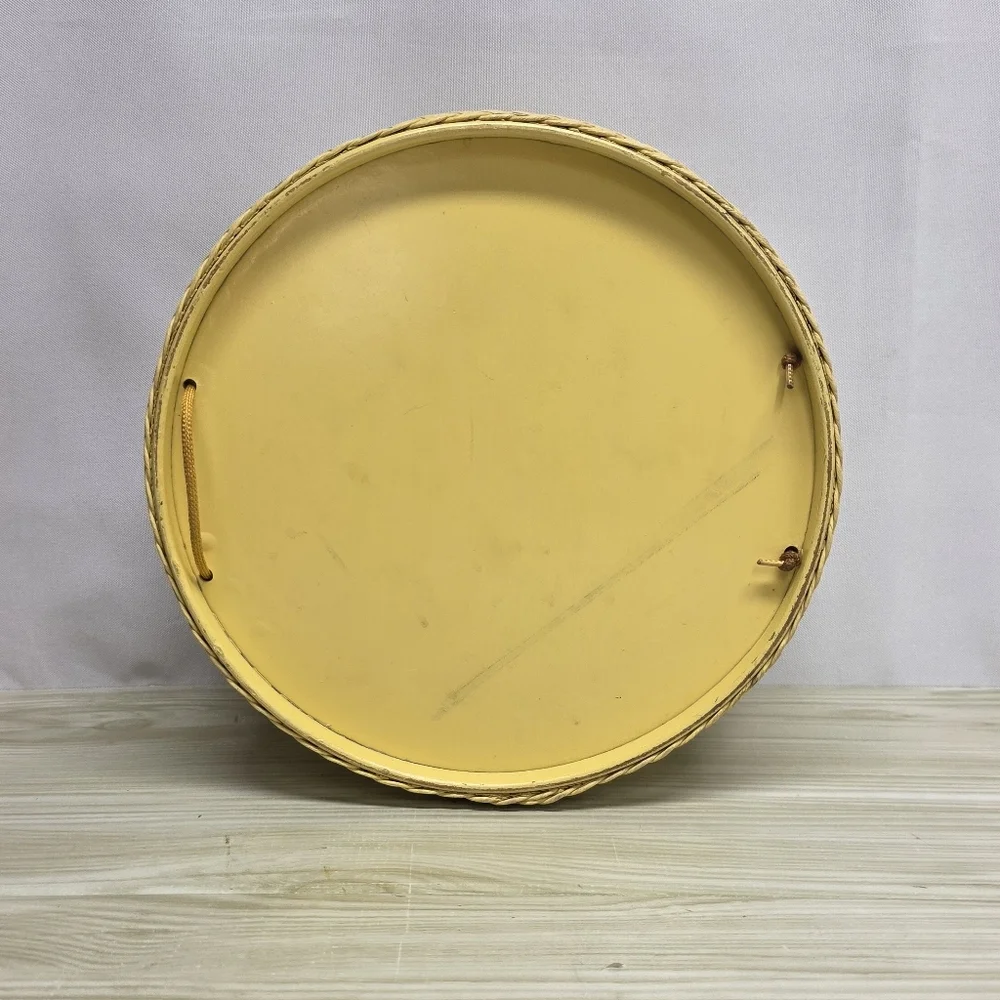 Vintage Soft Yellow Wicker Sewing Basket